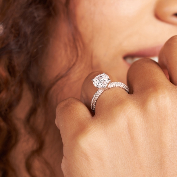 IGI 1.50 CTW Round Excellent Cut Diamond Engagement Ring In 14k White Gold,E-VS1 - Picture 4 of 7